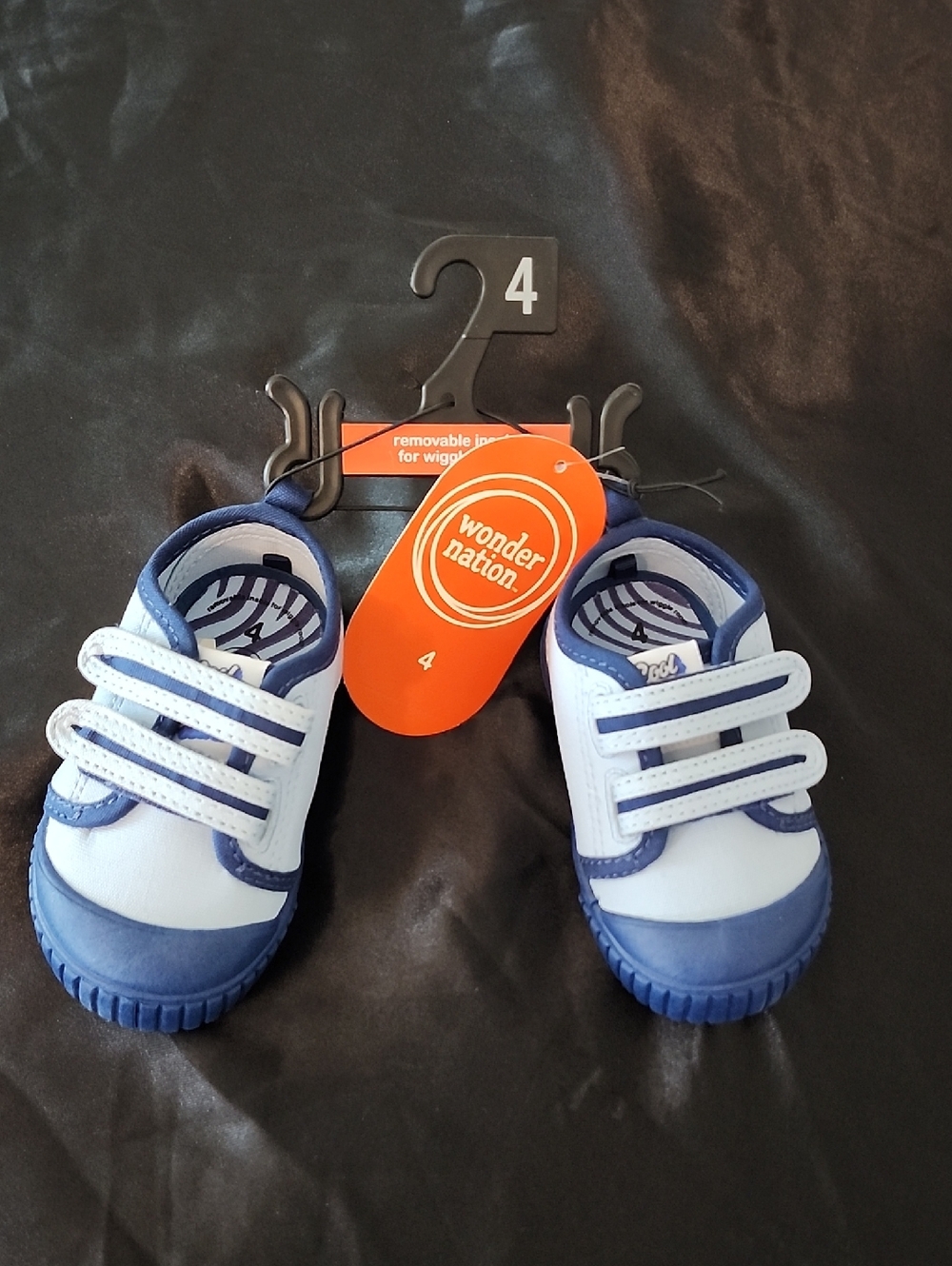 wonder nation White and Blue Kids Sneakers with Hook-and-Loop Straps
